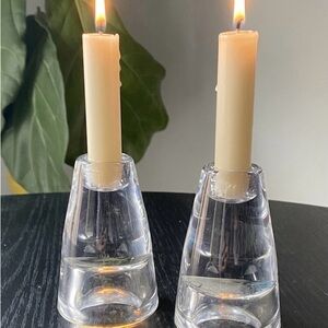 Crate & Barrel Reversible Glass Taper/Tealight Holder